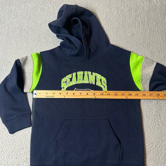 NFL Team Apparel Hoodie Kids M 5/6 Blue Seattle Seahawks Kangaroo Pockets Hoodie - Picture 6 of 12